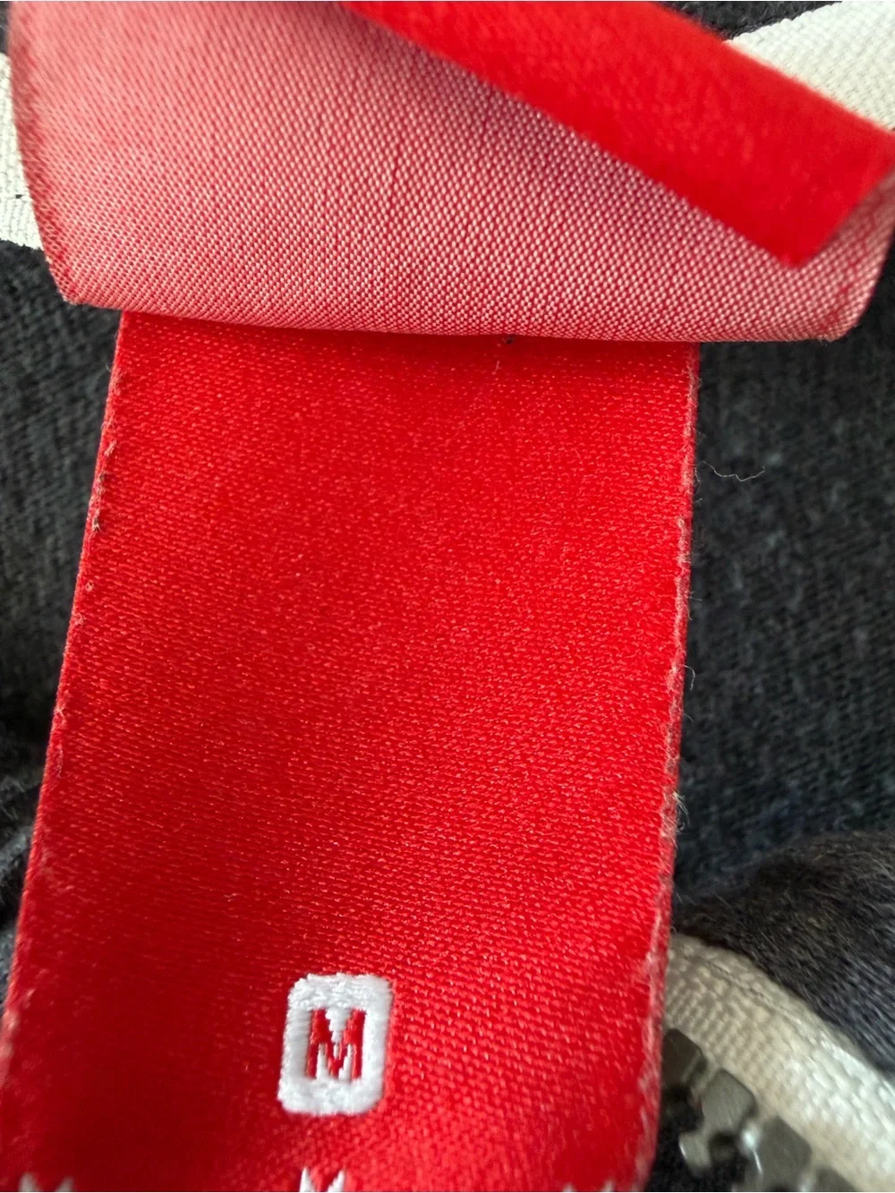 Nike Red and Charcoal Gray Hoodie Tag Detail